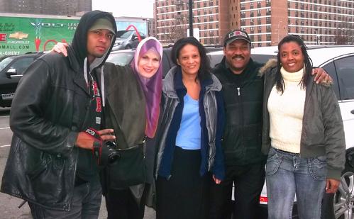 Partners and volunteers - from left to right: Jefrrey Georges, photographer; Safiyya Sarkin, Executive Director of Woemen Beyond Survival; Marie-France Guilloux, Executive Director of Kids Care of Bethel; Smith Georges, Executive Producer/Host of TV show "The World aand Democracy"; Fabiola Normil, Artist/Poet/Fashion Designer.